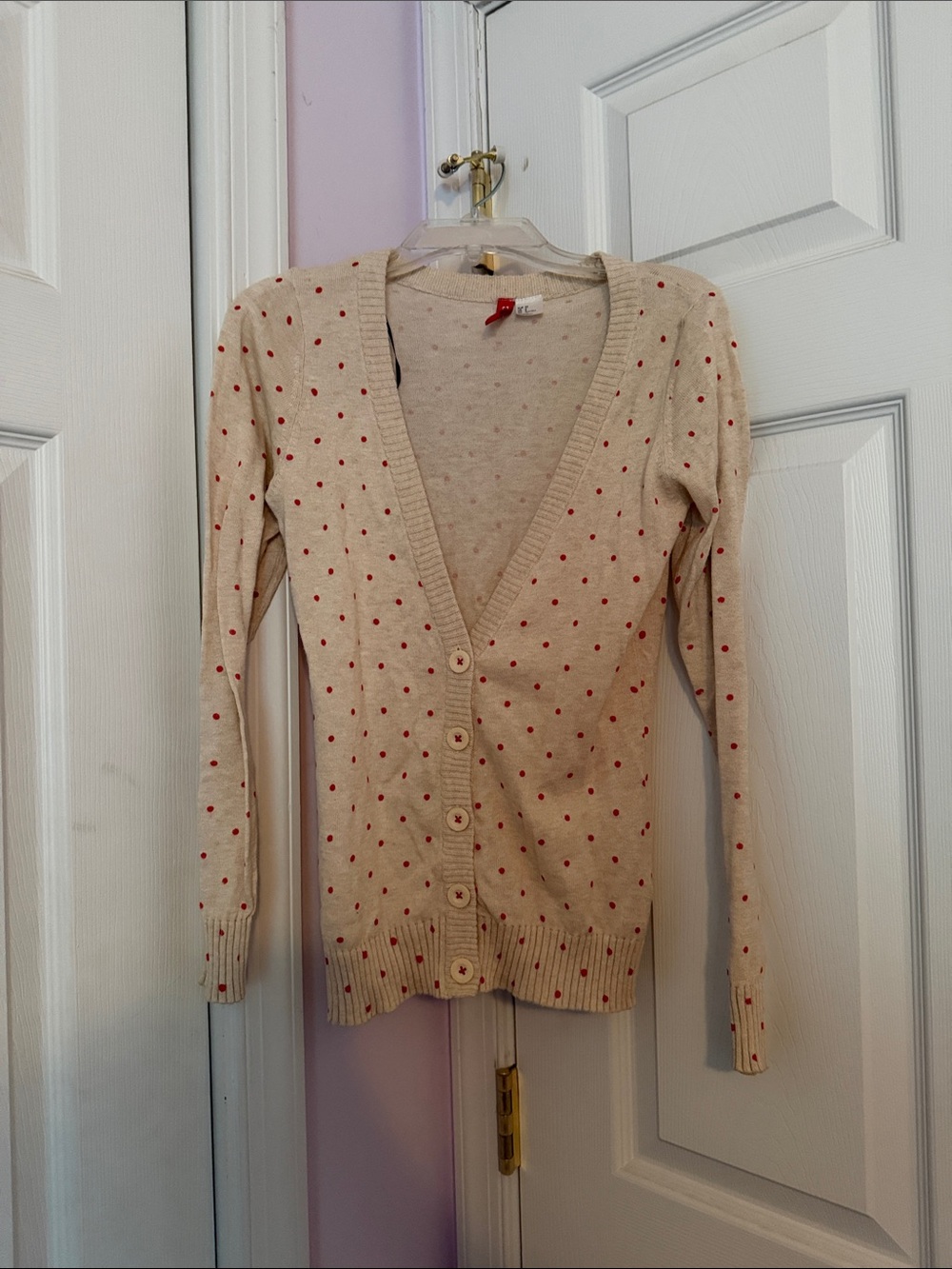 Polka Dot Cardigan Button Up Cover Up - Size 2